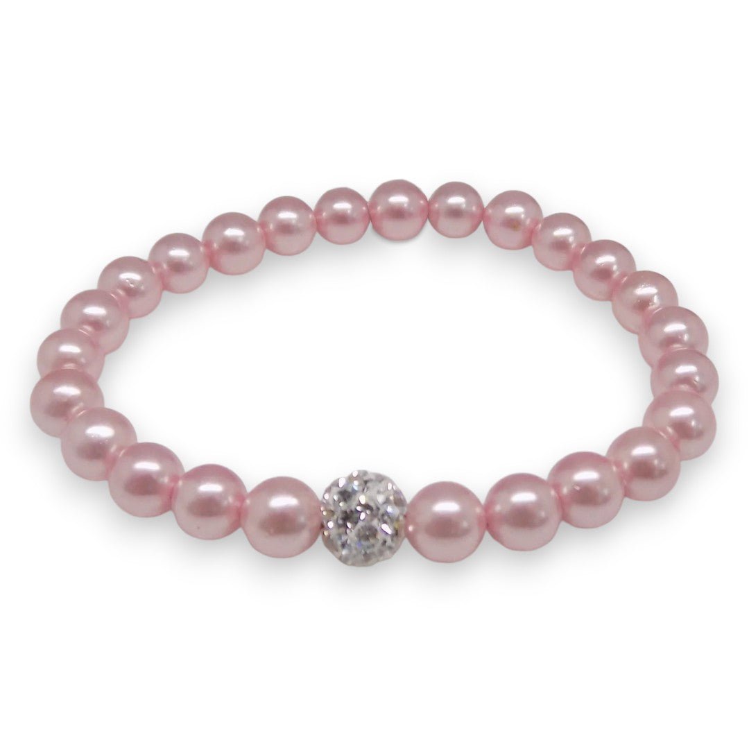 Stretchy Pink Pearl Bracelet with CZ - Popular trends empire