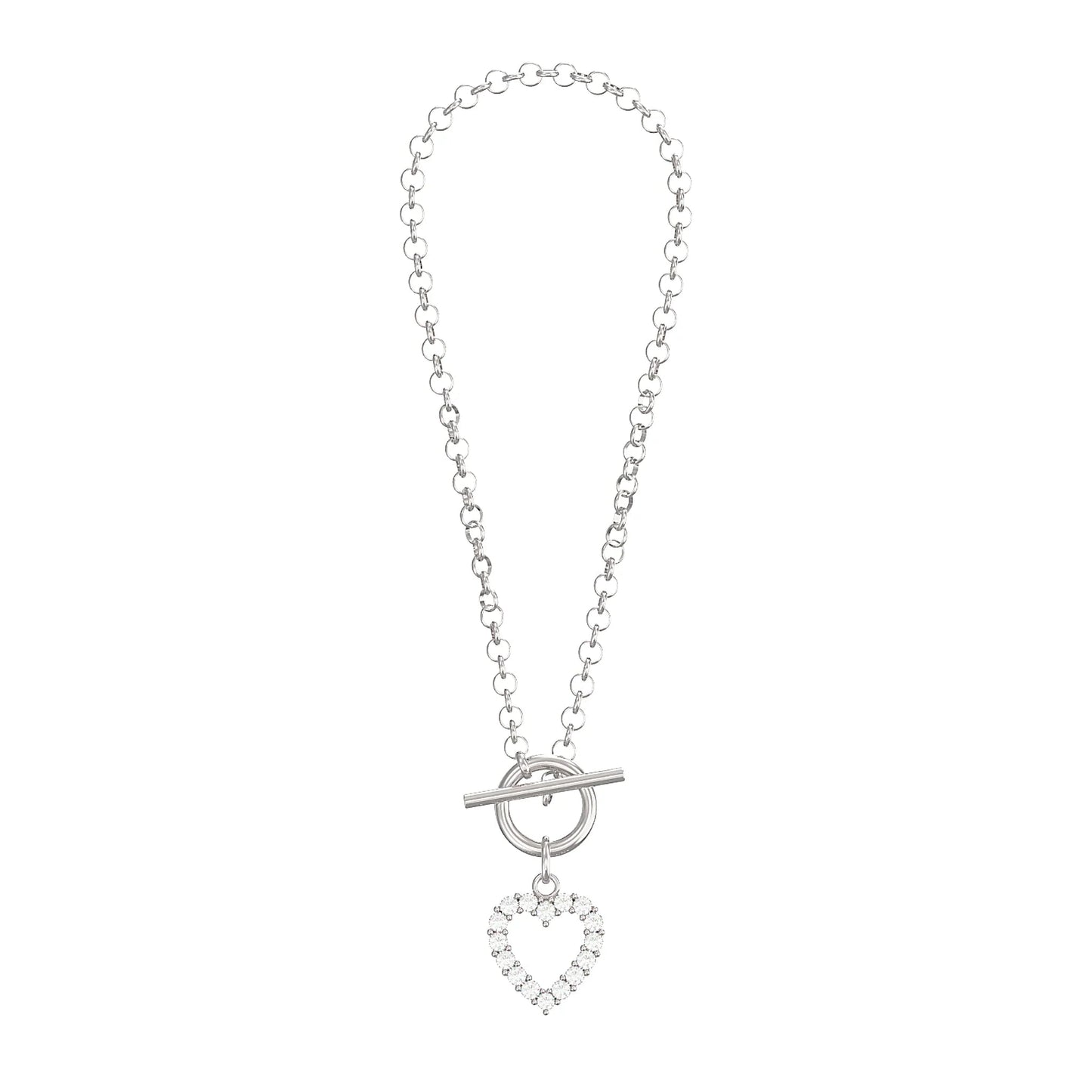 T - bar Bracelet with Cubic Zirconia Heart - Popular trends empire