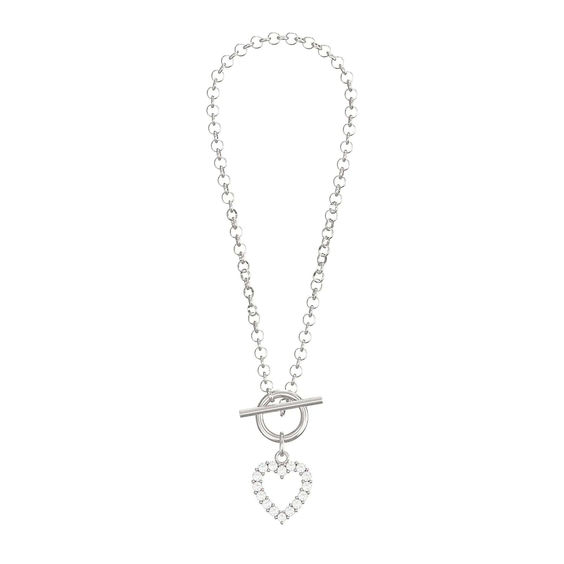 T - bar Bracelet with Cubic Zirconia Heart - Popular trends empire