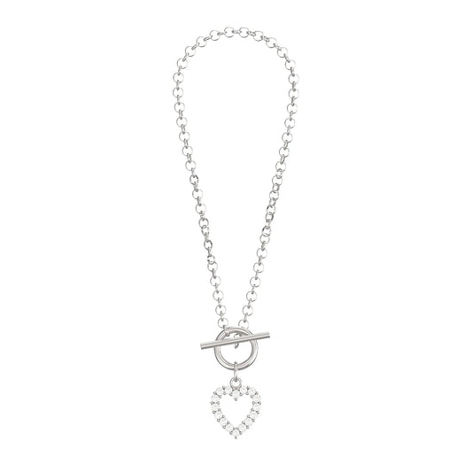 T - bar Bracelet with Cubic Zirconia Heart - Popular trends empire