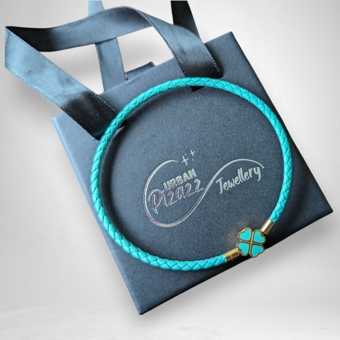 Teal Clover Leaf Charm Bracelet - Popular trends empire