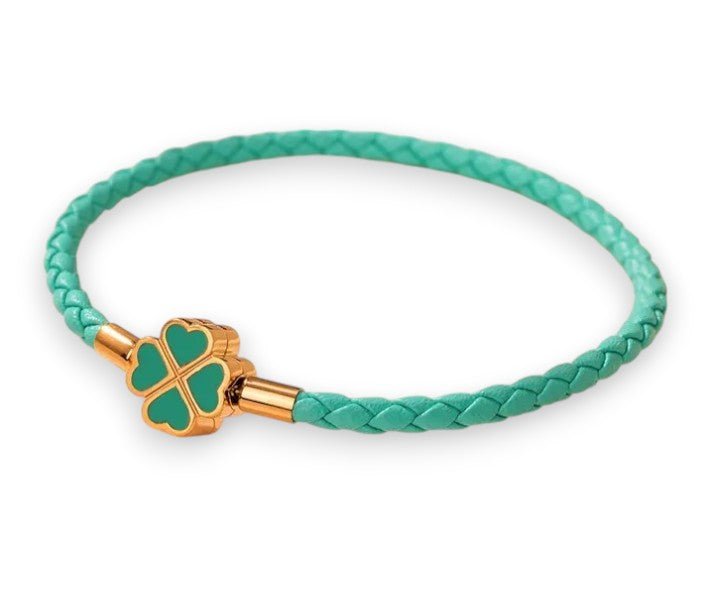 Teal Clover Leaf Charm Bracelet - Popular trends empire