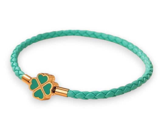 Teal Clover Leaf Charm Bracelet - Popular trends empire