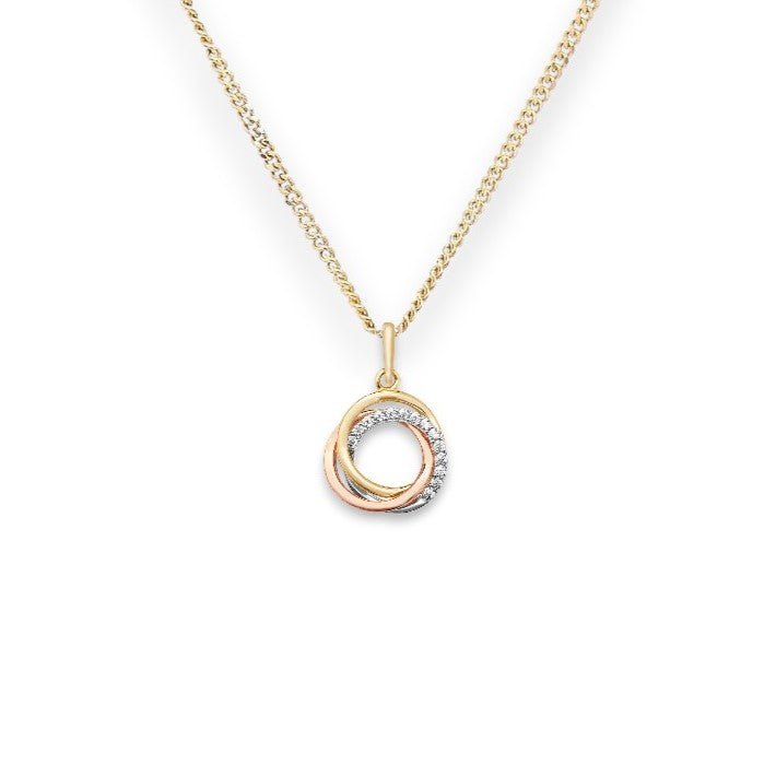 Three Tone Circle Pendant Necklace - Popular trends empire