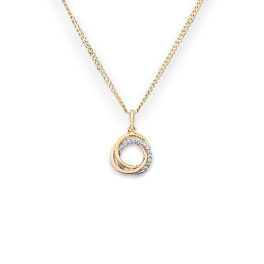 Three Tone Circle Pendant Necklace - Popular trends empire