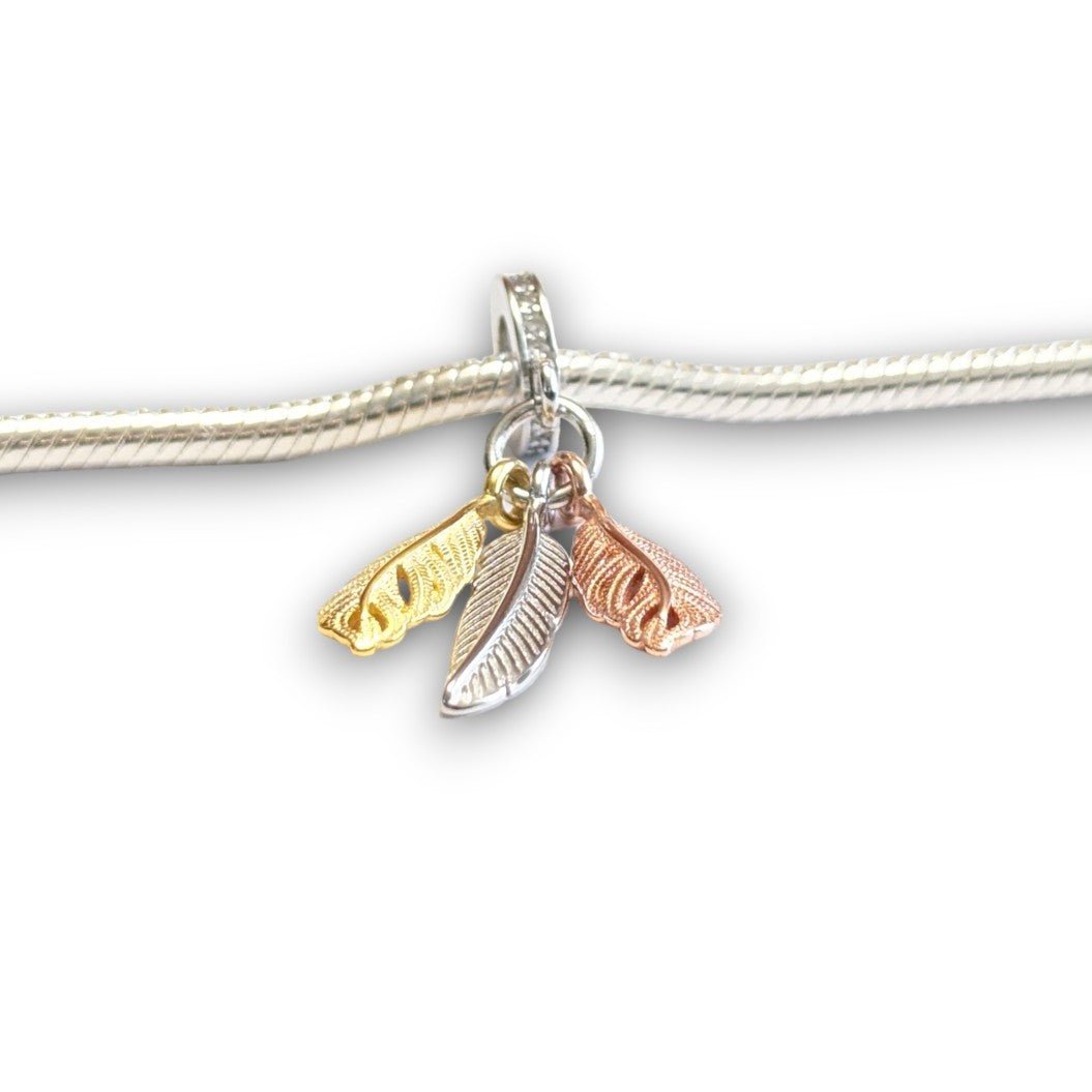 Three Tone Feathers Dangle Charm - Popular trends empire