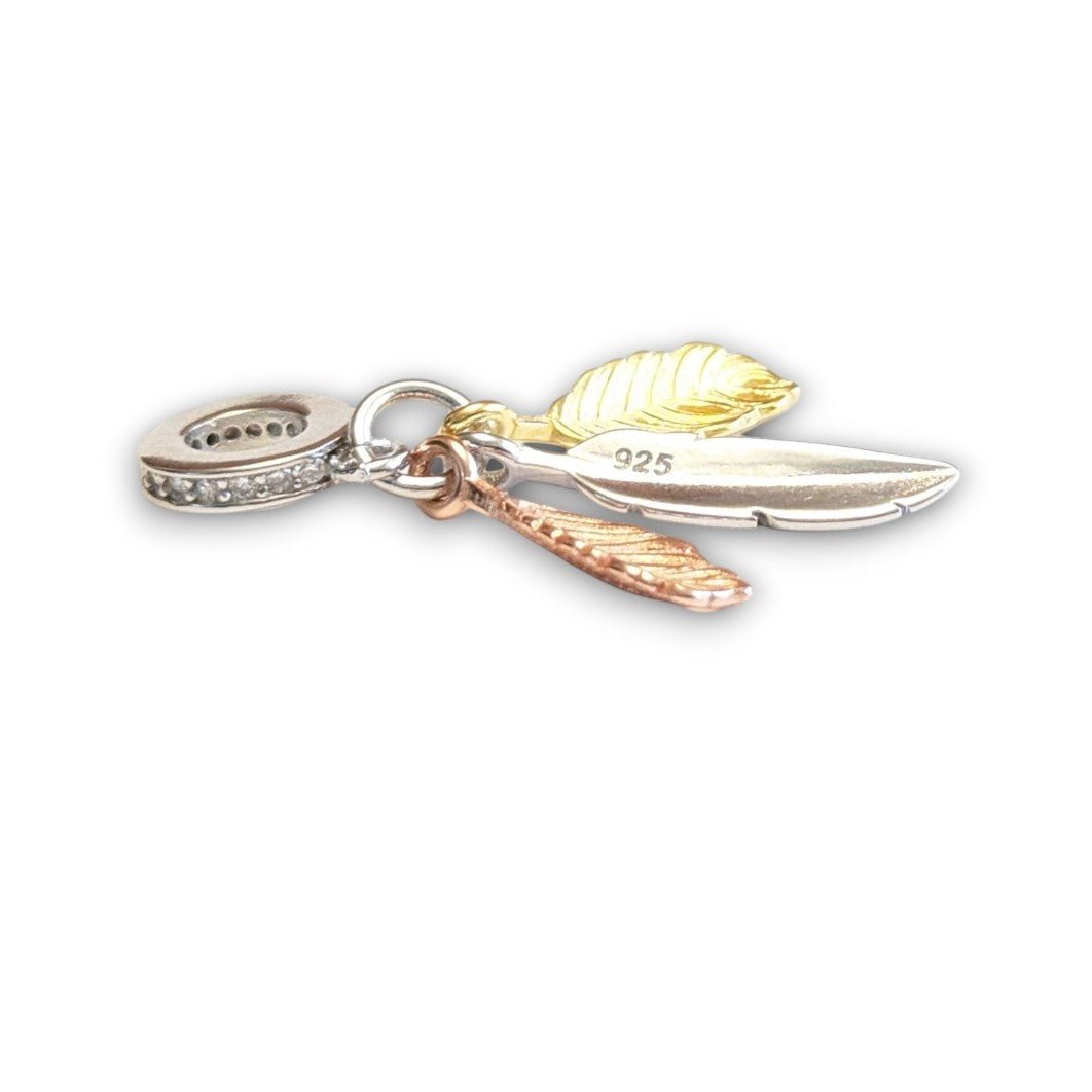 Three Tone Feathers Dangle Charm - Popular trends empire