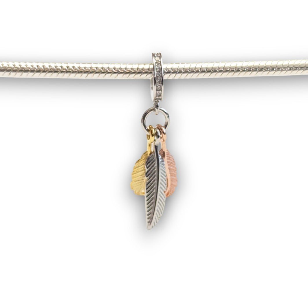 Three Tone Feathers Dangle Charm - Popular trends empire