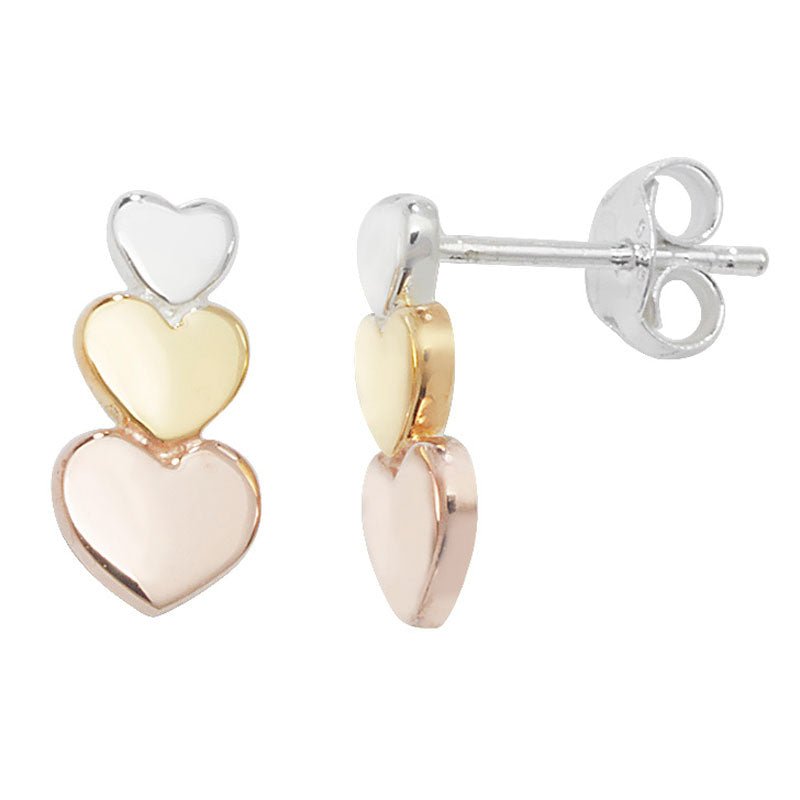 Three Tone Heart Drop Earrings - Popular trends empire