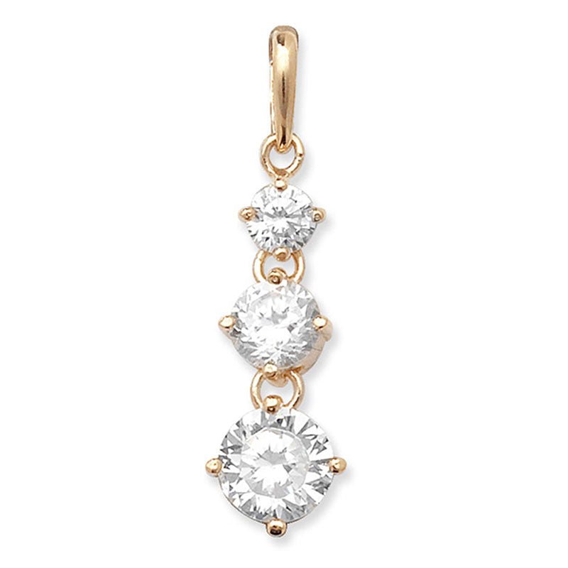 Triple Cubic Zirconia Drop Pendant Necklace - Popular trends empire