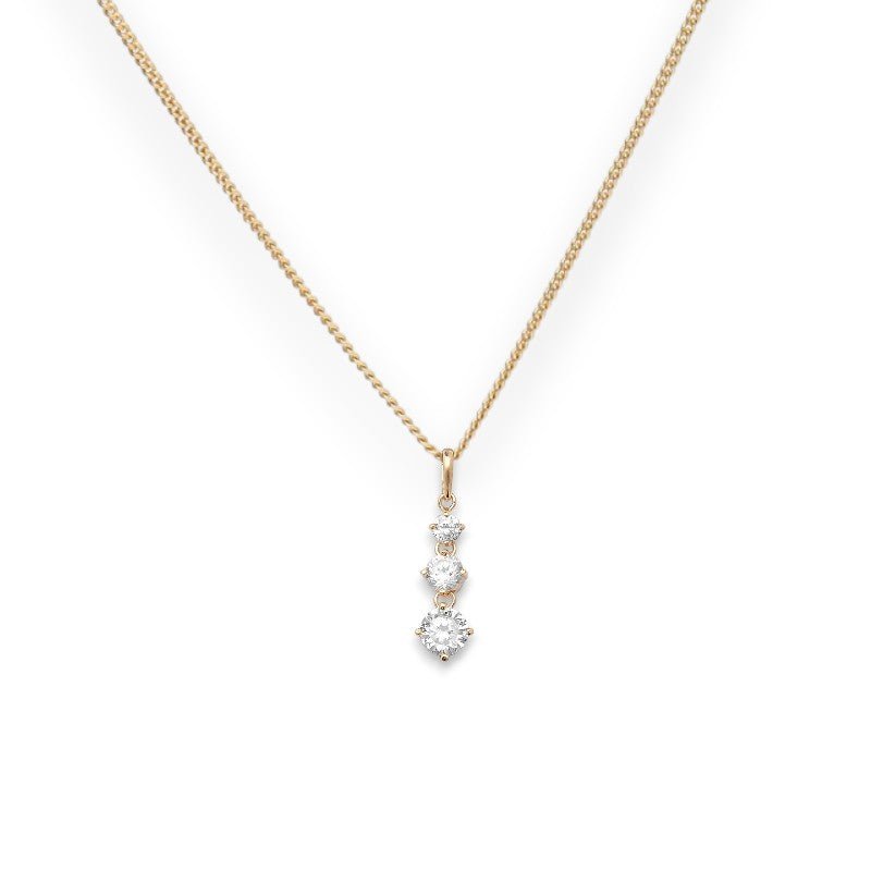 Triple Cubic Zirconia Drop Pendant Necklace - Popular trends empire