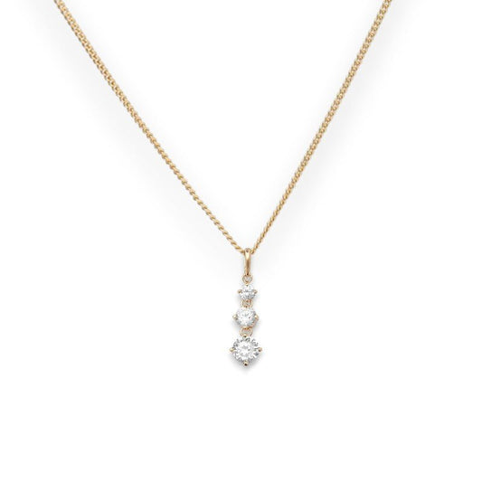 Triple Cubic Zirconia Drop Pendant Necklace - Popular trends empire