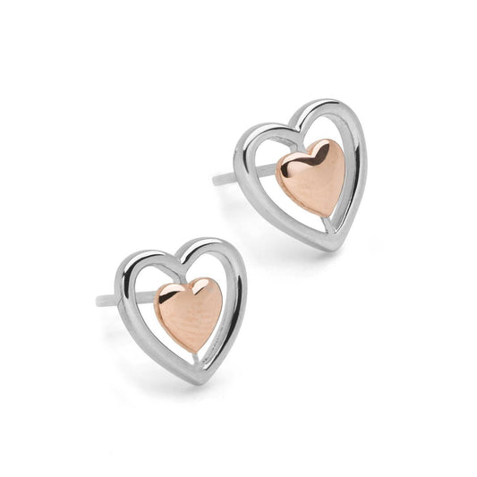 Two Tone Double Heart Earrings - Popular trends empire