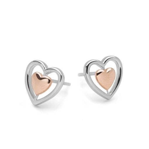 Two Tone Double Heart Earrings - Popular trends empire