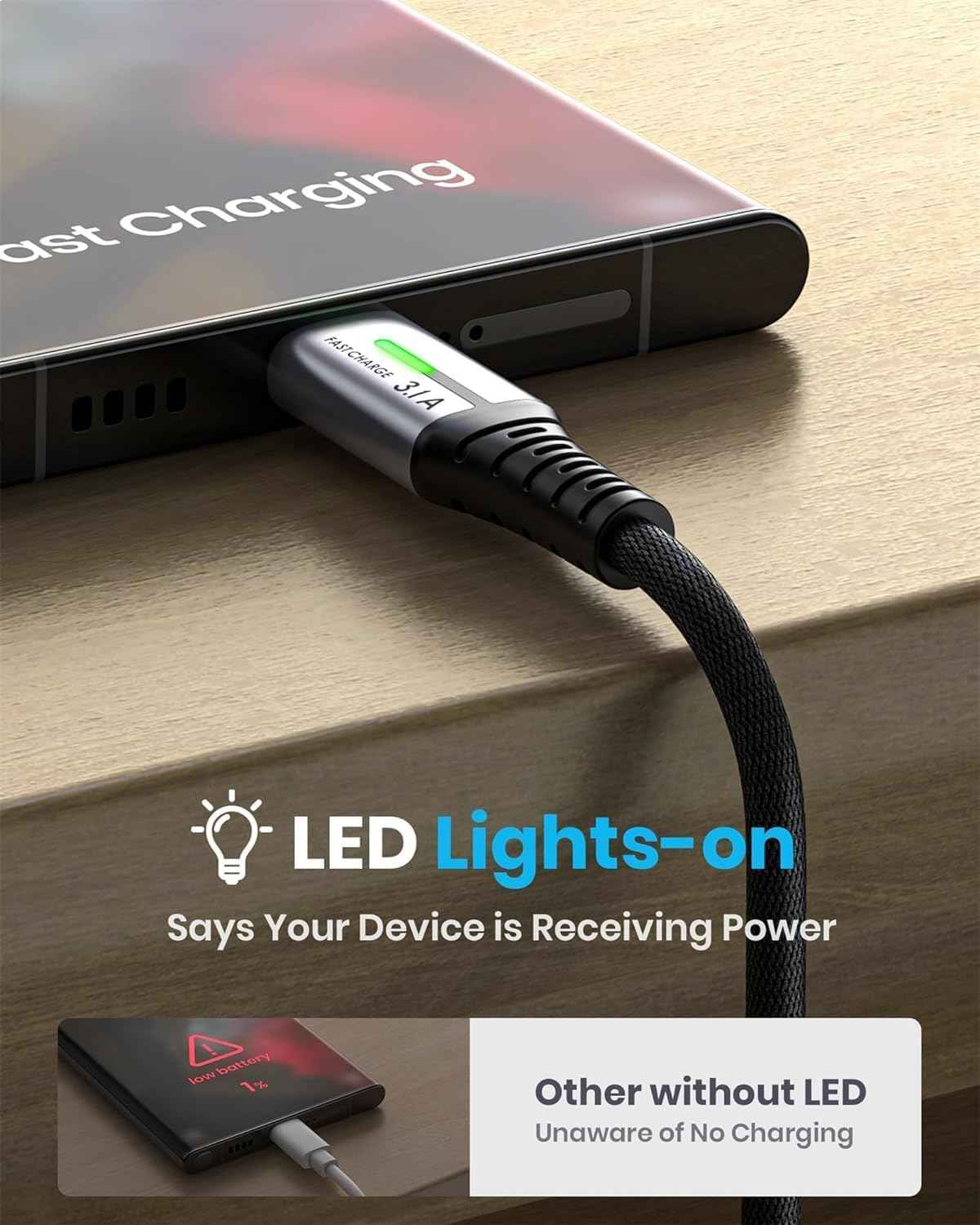 USB - C Fast Charging Cable 3.1A for Phones, Consoles, and More - 5 Pack - Popular trends empire