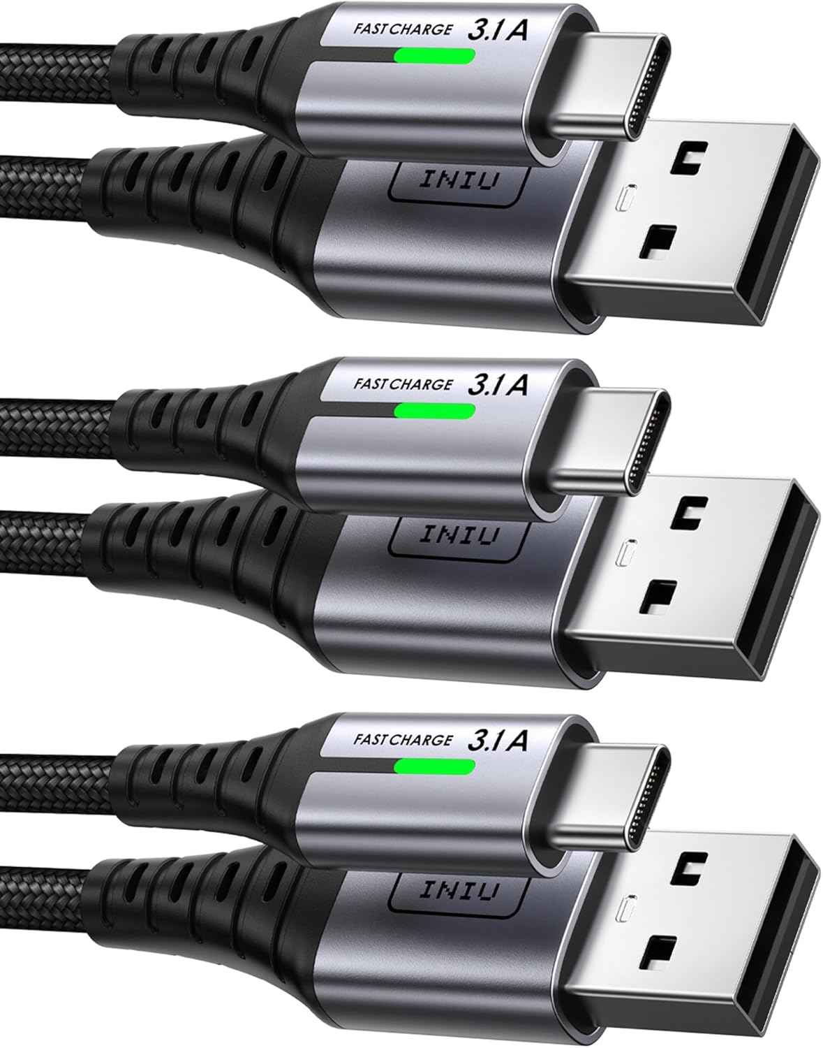 USB - C Fast Charging Cable 3.1A for Phones, Consoles, and More - 5 Pack - Popular trends empire