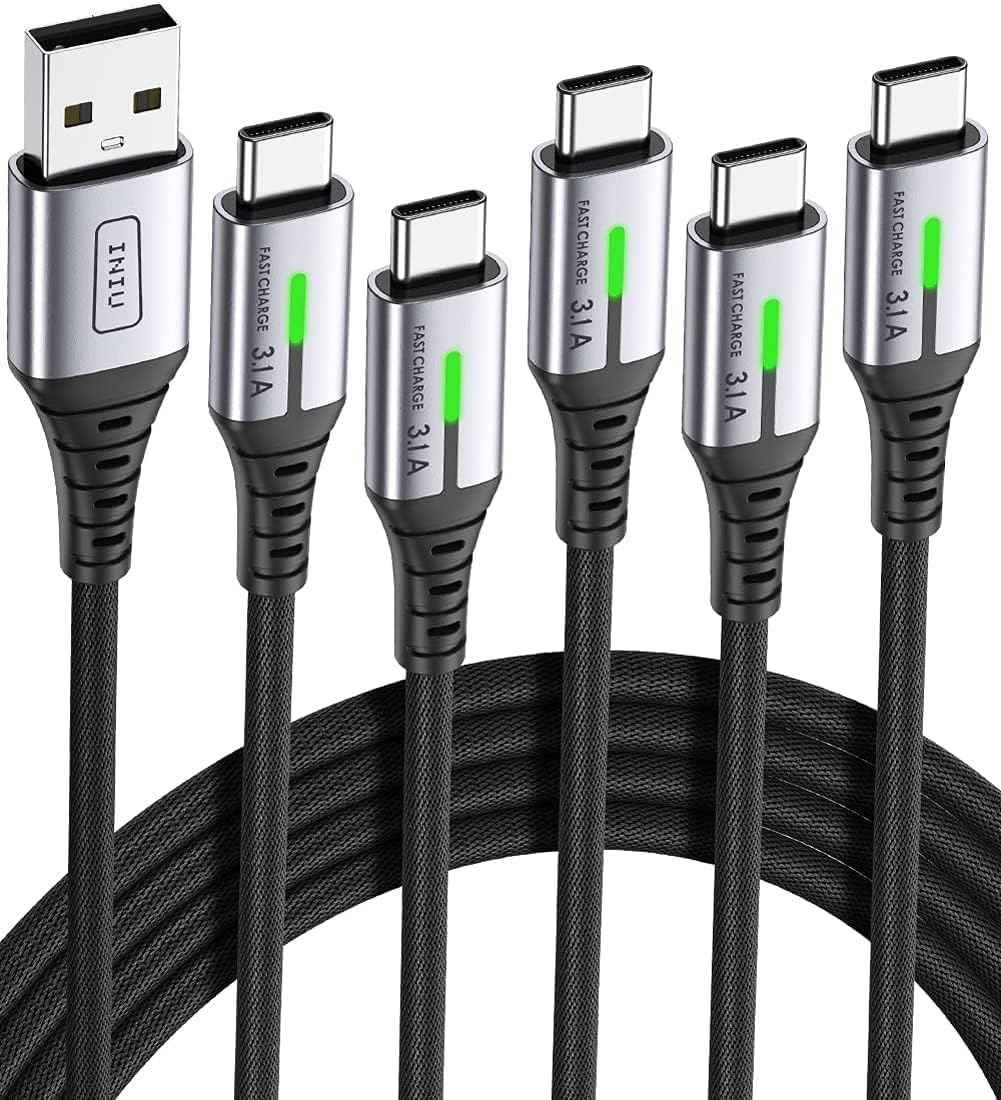USB - C Fast Charging Cable 3.1A for Phones, Consoles, and More - 5 Pack - Popular trends empire