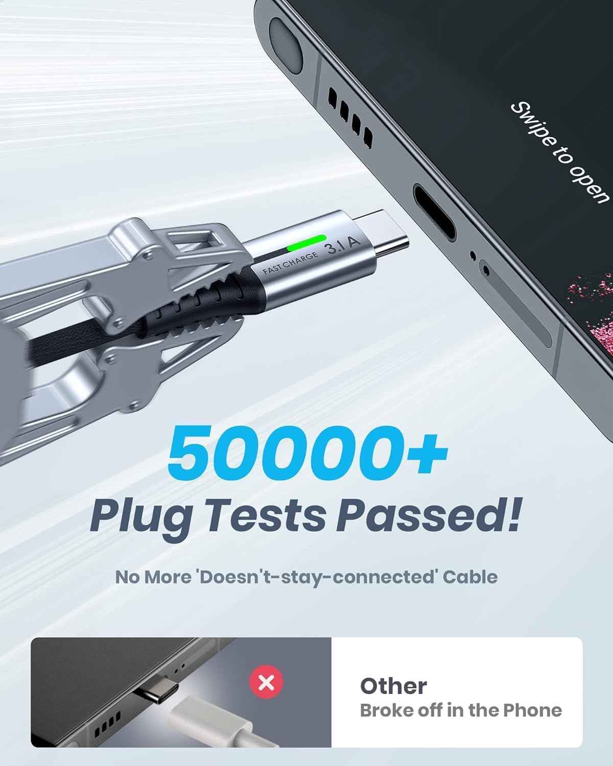 USB - C Fast Charging Cable 3.1A for Phones, Consoles, and More - 5 Pack - Popular trends empire