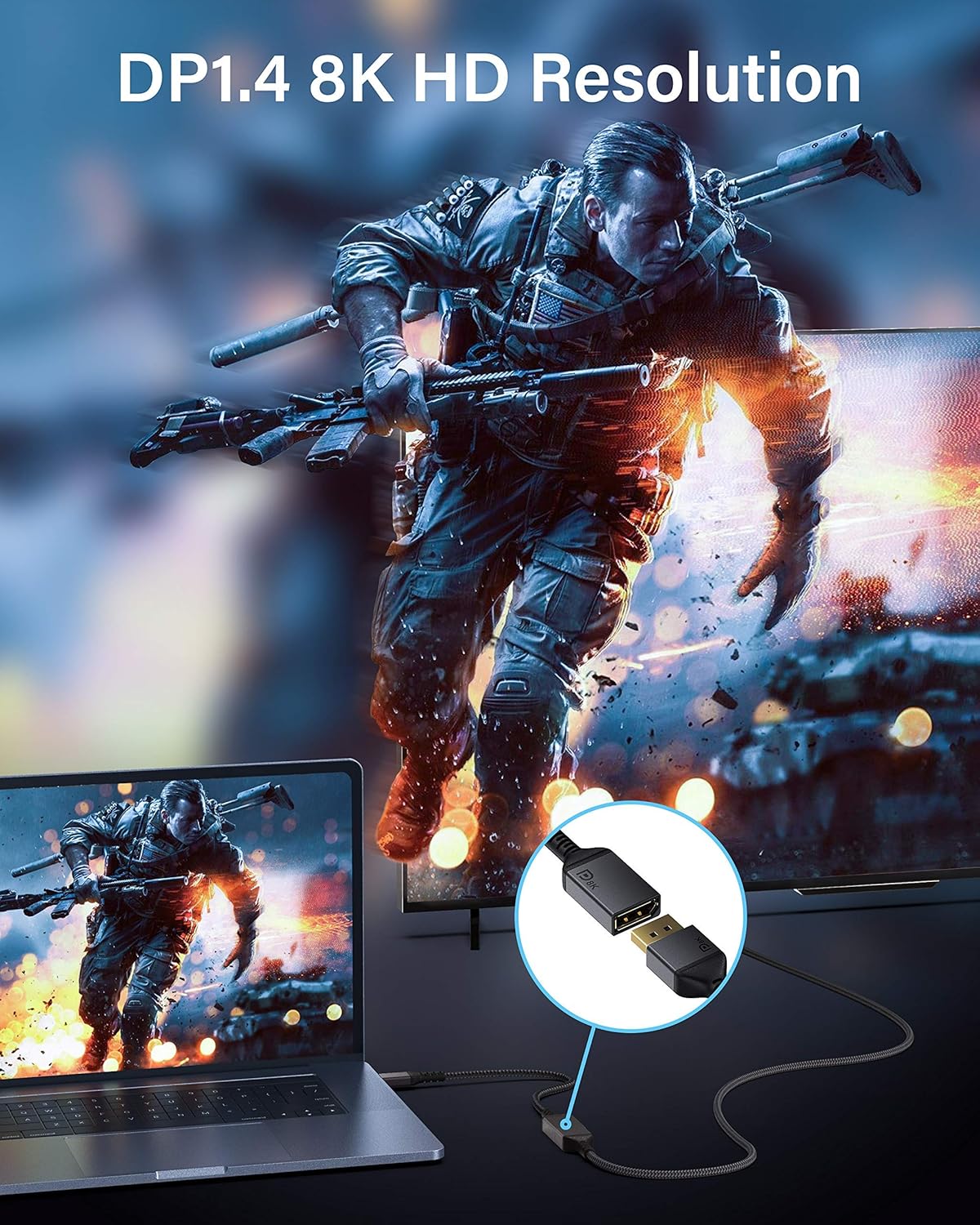 USB C to DisplayPort Adapter 8K@60Hz Thunderbolt 3 to DP Adapter HBR3 Mac & Win - Popular trends empire