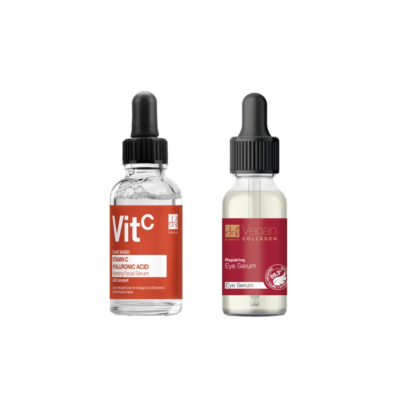 Vitamin C & Hyaluronic Acid Anti - ageing Facial Serum 30ml + Vegan Collagen Repairing Eye Serum. - Popular trends empire
