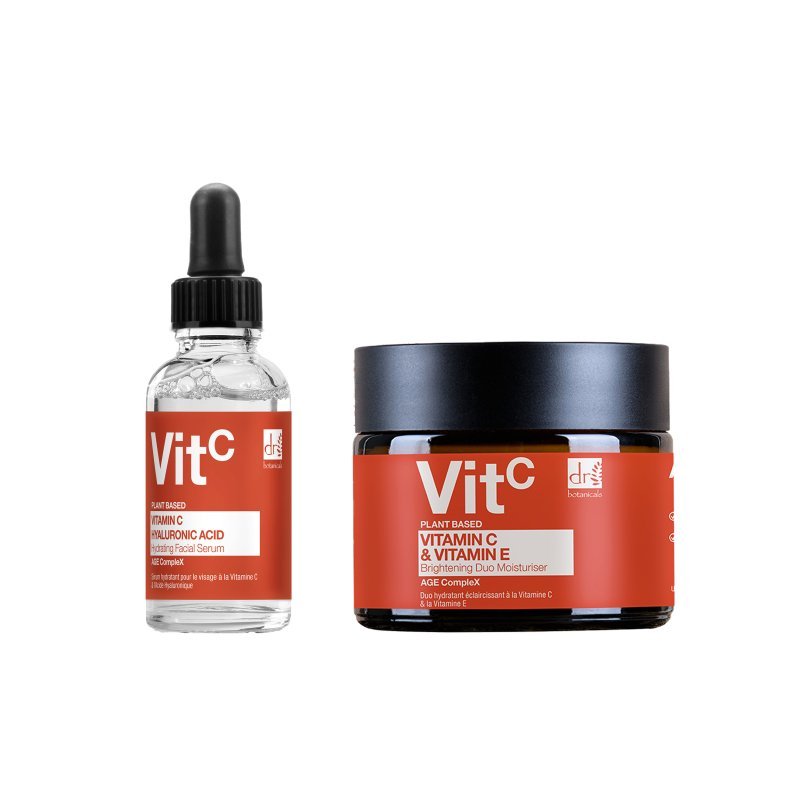 Vitamin C & Hyaluronic Acid Anti - ageing Facial Serum 30ml + Vitamin C & Vitamin E Brightening Anti - ageing Duo Moisturiser 60ml - Popular trends empire