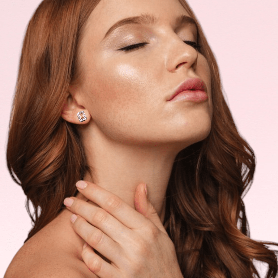 Yellow Topaz Rectangle Halo Stud Earrings - Popular trends empire