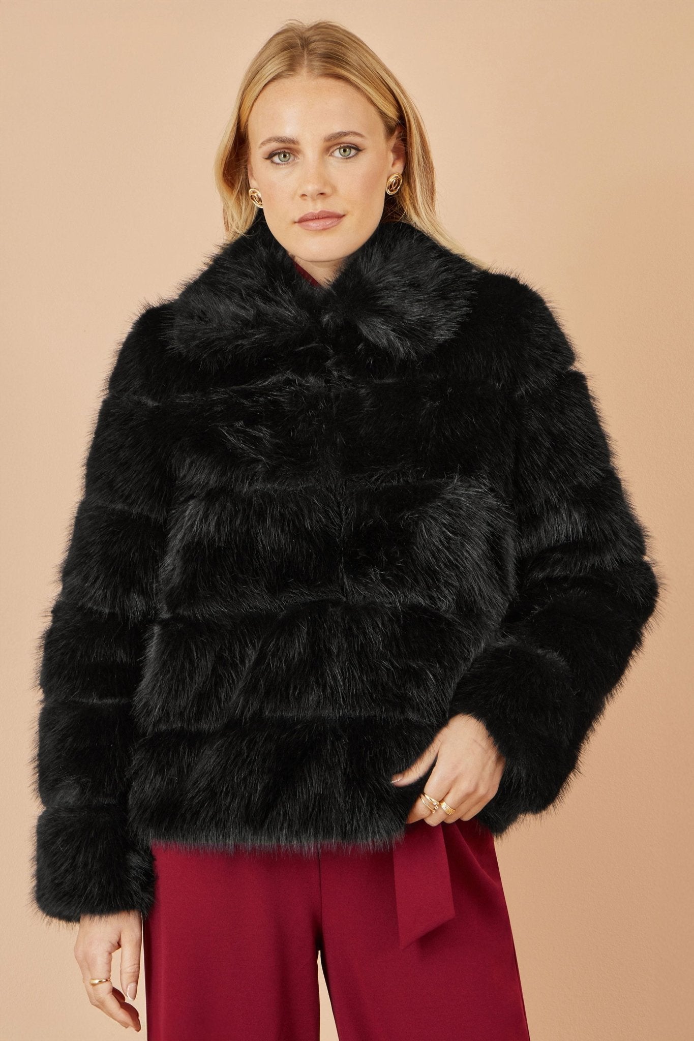 Yumi Black Luxe Faur Fur Coat - Popular trends empire