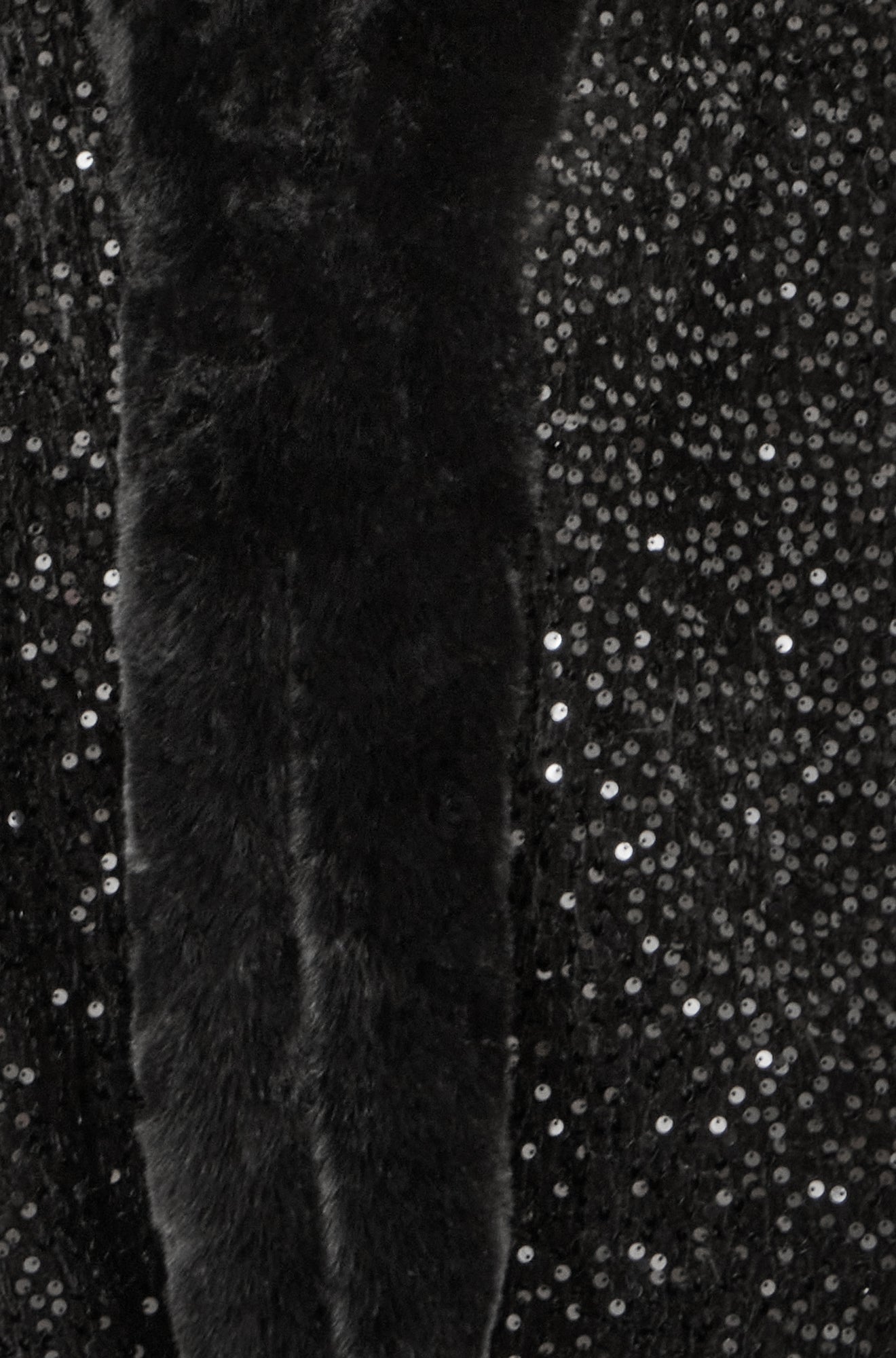 Yumi Black Sequin Cape with Faux Fur Trim and Lining - Popular trends empire
