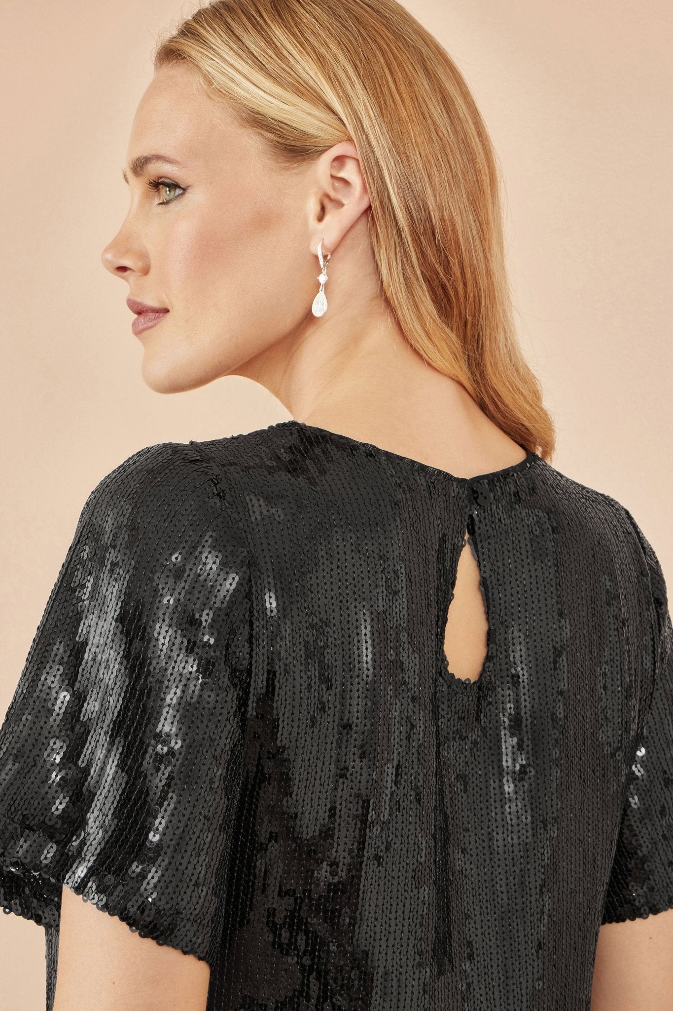 Yumi Black Sequin Tassels Hem Midi Tunic Dress - Popular trends empire
