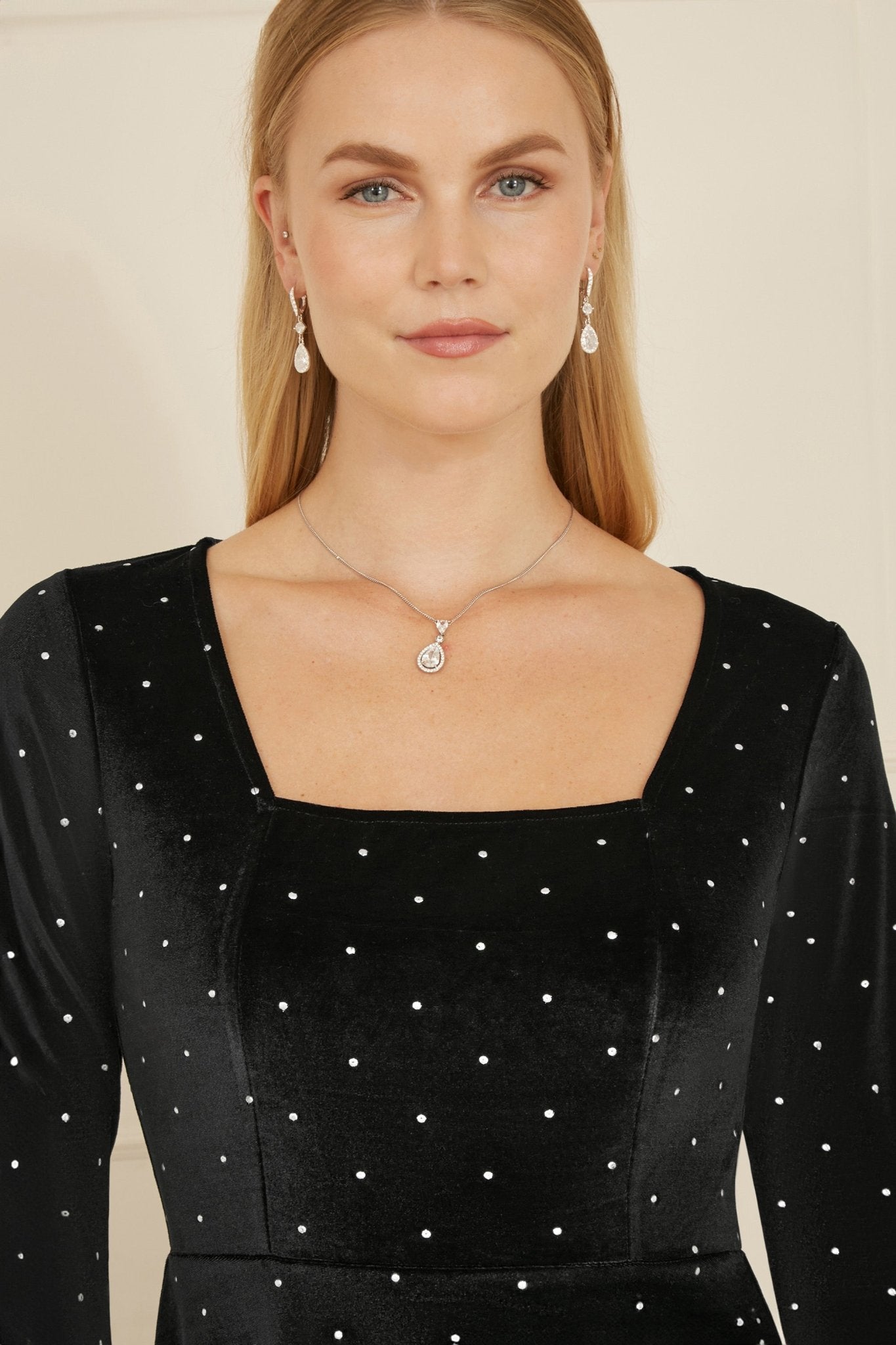 Yumi Black Skater Dress With Diamantes and Long Sleeve - Popular trends empire