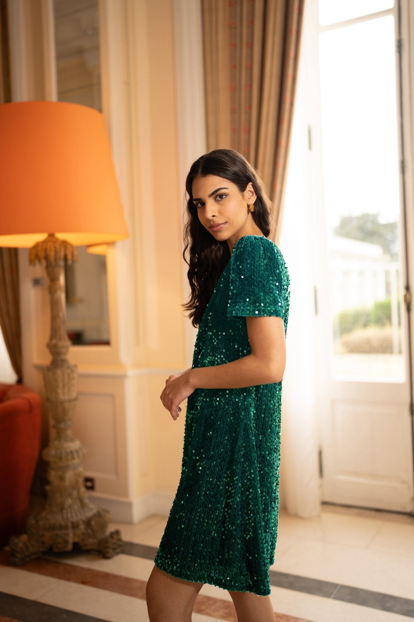 Yumi Green Sequin Tunic Dress - Popular trends empire