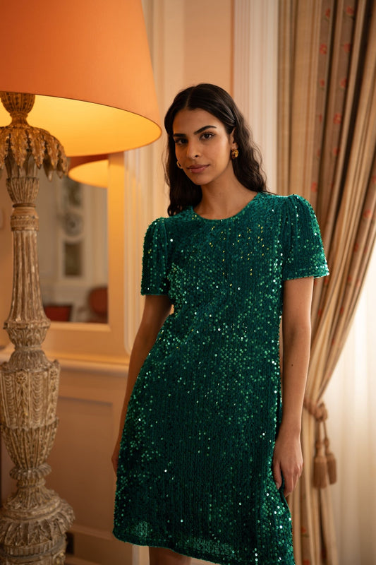 Yumi Green Sequin Tunic Dress - Popular trends empire