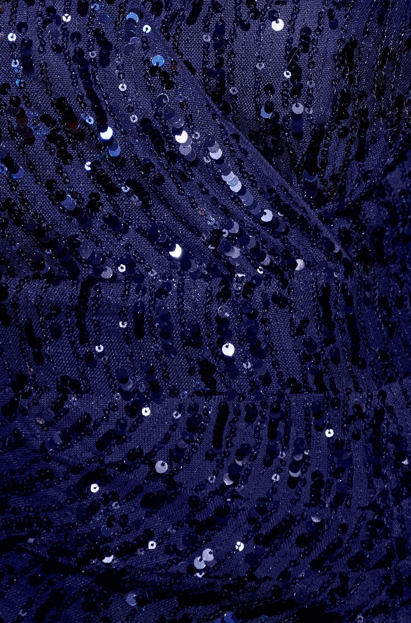 Yumi Navy Sequin Fitted Wrap Dress With Split Hem - Popular trends empire