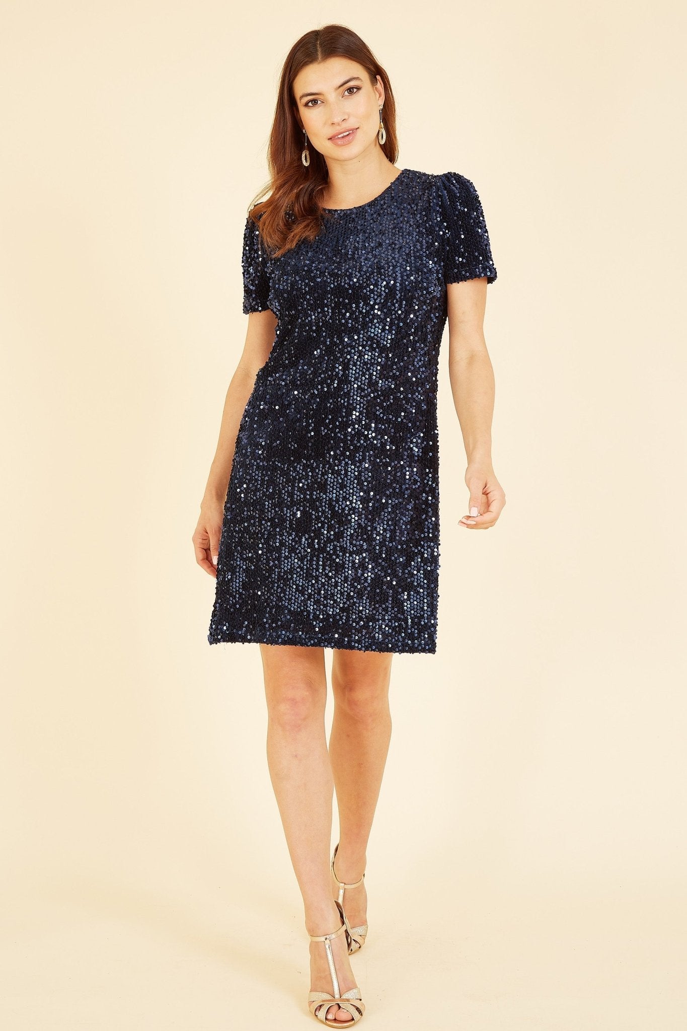 Yumi Navy Sequin Tunic Dress - Popular trends empire